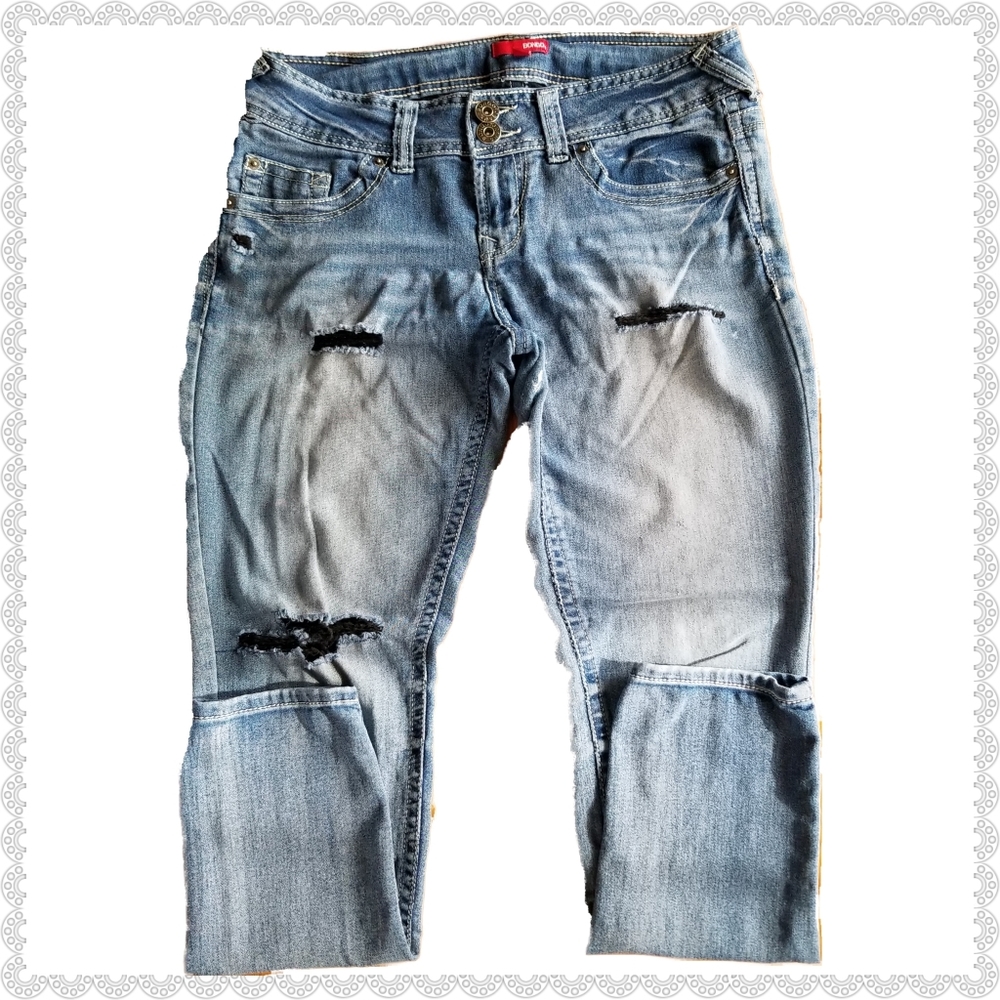 Bongo Skinny Deconstructed Denim Jeans Blue Size 9